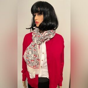 Scarf Puppy Design Red, Black & White. Charming. Preppy. Feminine. Cutesome.